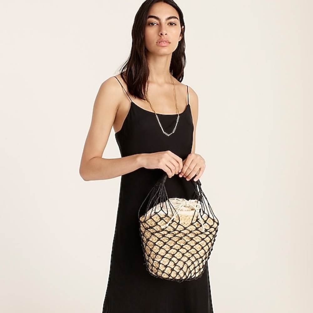J CREW SADONA STRAW DRAWSTRING BASKET BAG NWT